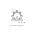 Business team working process company work group management concept line style white background