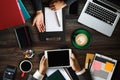 Business team working on their computers. the view from the top. two laptops Royalty Free Stock Photo