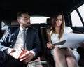 Young business team working together in the car Royalty Free Stock Photo