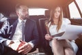 Young business team working together in the car Royalty Free Stock Photo