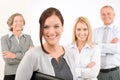 Business team young woman with mature colleagues Royalty Free Stock Photo