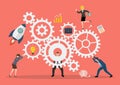 Business teamwork concept with mechanism system Royalty Free Stock Photo