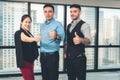 Business Teamwork are Giving Thumbs Up and Looking at Camera, Close-Up Portrait of Business People Showing Raise Hands Up for Royalty Free Stock Photo