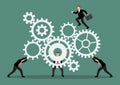 Business teamwork with mechanism system Royalty Free Stock Photo