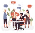 Business teamwork in openspace office, corporate office workers people meeting chatting Royalty Free Stock Photo