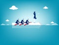 Business teamwork on rowing. Concept business vector illustration.