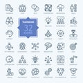Business teamwork, team building, work group and human resources - minimal thin line web icon set.