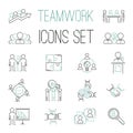 Business teamwork teambuilding outline icons