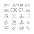 Business teamwork teambuilding outline icons