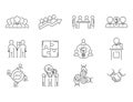 Business teamwork teambuilding thin line icons work command management outline human resources concept vector