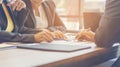 Business teamwork trust in partner. Collaboration team meeting in conference room. Group of people working together in an office. Royalty Free Stock Photo