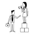 Business teamwork workers avatar in black and white Royalty Free Stock Photo