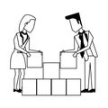 Business teamwork workers avatar in black and white Royalty Free Stock Photo