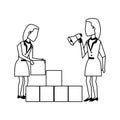 Business teamwork workers avatar in black and white Royalty Free Stock Photo