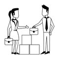 Business teamwork workers avatar in black and white Royalty Free Stock Photo
