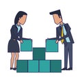 Business teamwork workers avatar blue lines Royalty Free Stock Photo
