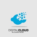 Digital cloud graphic logo template