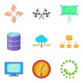 Business technologies icons set, cartoon style