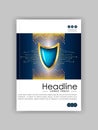 A4 Business Technology Book Cover Design Template. Golden blue s