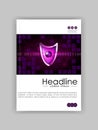 A4 Business Technology Book Cover Design Template. Purple atom s