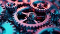 Business technology cog gears abstract background, light magenta and dark azure. Royalty Free Stock Photo