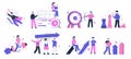 Business technology, company growth strategy and profit achievement. Startup lunch and sales strategy marketing vector symbols Royalty Free Stock Photo