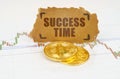 On the chart with quotes, there are bitcoins and there is a sign with the inscription - Success time