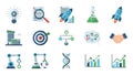 Business and Technology Icons Representing Innovation Growth and Development idea lightbulb Royalty Free Stock Photo