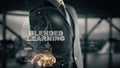 Blended Learning with hologram businessman concept Royalty Free Stock Photo