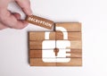 Business, Technology, Internet and network concept. Young businessman shows the word: Decryption