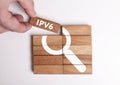 Business, Technology, Internet and network concept. Young businessman shows the word: IPv6