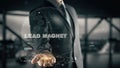 Lead Magnet with hologram businessman concept Royalty Free Stock Photo