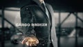 Cargo Broker with hologram businessman concept Royalty Free Stock Photo