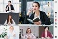 business teleconference video chat female team