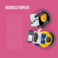 Business template. Top view workspace background