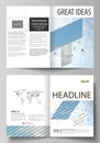 Business templates for bi fold brochure, flyer, report. Cover design template, vector layout in A4 size. Blue color Royalty Free Stock Photo