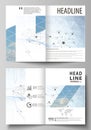 Business templates for bi fold brochure, flyer, report. Cover design template, vector layout in A4 size. Blue color Royalty Free Stock Photo