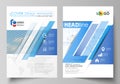 Business templates for brochure, flyer, annual report. Cover design template, vector layout in A4 size. Blue color Royalty Free Stock Photo