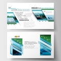 Business templates in HD format for presentation slides. Flat design blue color travel decoration layout, easy editable Royalty Free Stock Photo