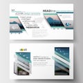 Business templates in HD format for presentation slides. Flat design blue color travel decoration layout, easy editable Royalty Free Stock Photo