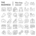 Business thin line icon set, management symbols collection, vector sketches, logo illustrations, marketing signs linear Royalty Free Stock Photo