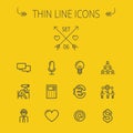 Business thin line icon set