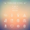 Business thin line icon set