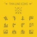 Business thin line icon set