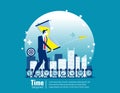 Business time management. Concept business vector illustration, Business solutions with clock, Planning and strategy