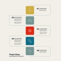 Business timeline infographics vector template. Project presentation with progress steps. Minimal design.