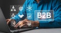 Business to Business B2 B concept with icons and laptop Royalty Free Stock Photo