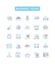 Business tours vector line icons set. Business, tours, corporate, outing, corporate trips, excursion, visit illustration