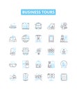 Business tours vector line icons set. Business, tours, corporate, outing, corporate trips, excursion, visit illustration