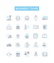 Business tours vector line icons set. Business, tours, corporate, outing, corporate trips, excursion, visit illustration